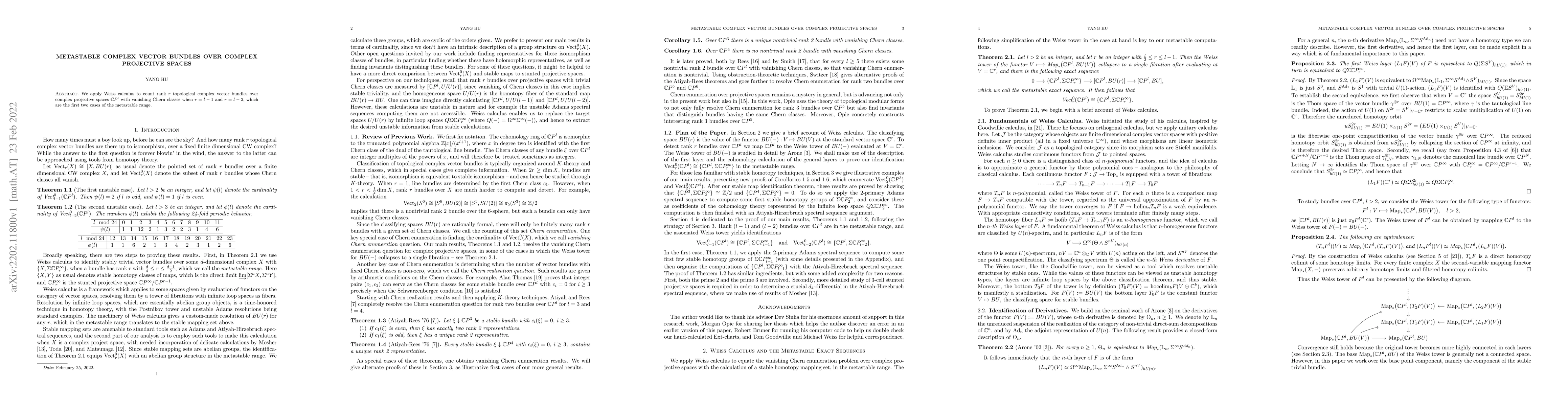 Thumbnail for Metastable complex vector bundles over complex projective spaces