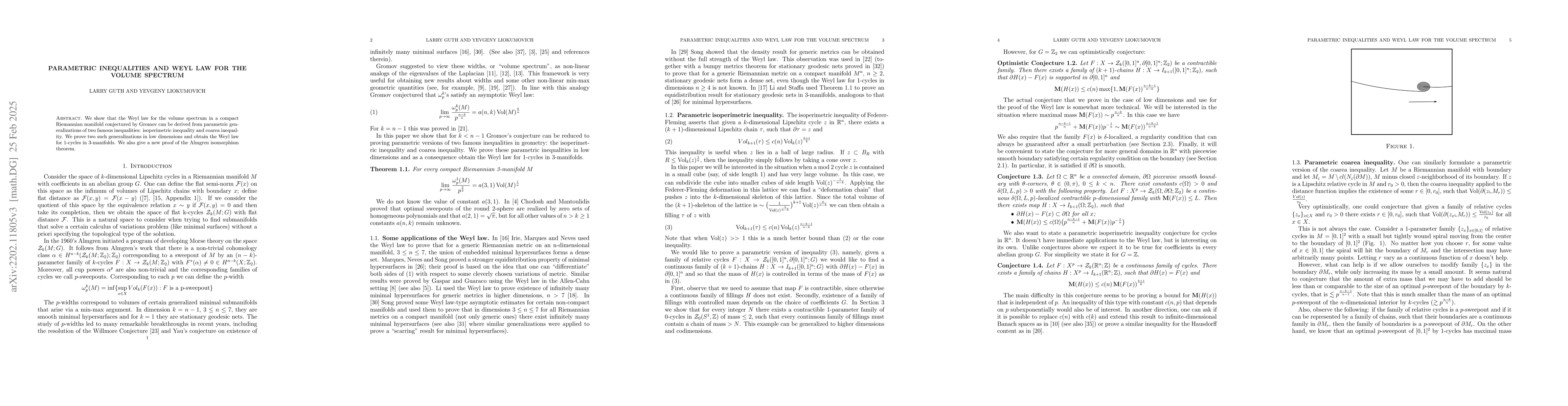 Thumbnail for Parametric inequalities and Weyl law for the volume spectrum