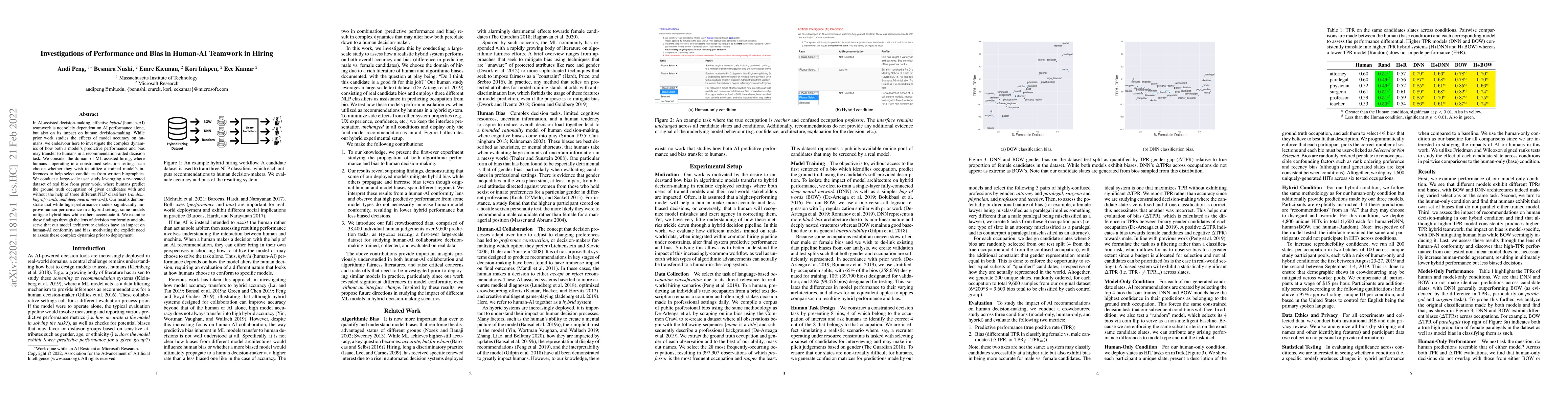 Thumbnail for Investigations of Performance and Bias in Human-AI Teamwork in Hiring