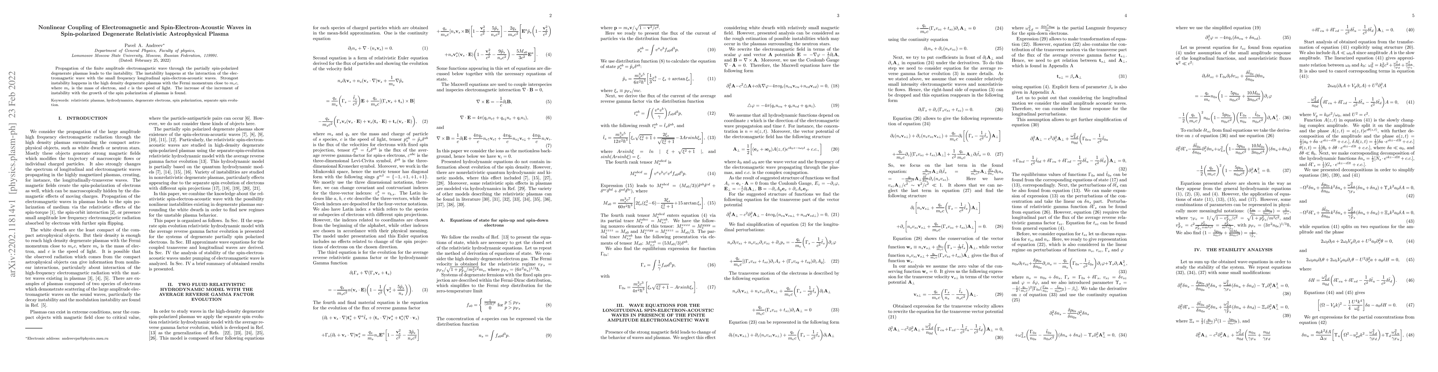 Thumbnail for Nonlinear Coupling of Electromagnetic and Spin-Electron-Acoustic Waves
  in Spin-polarized Degenerate Relativistic Astrophysical Plasma