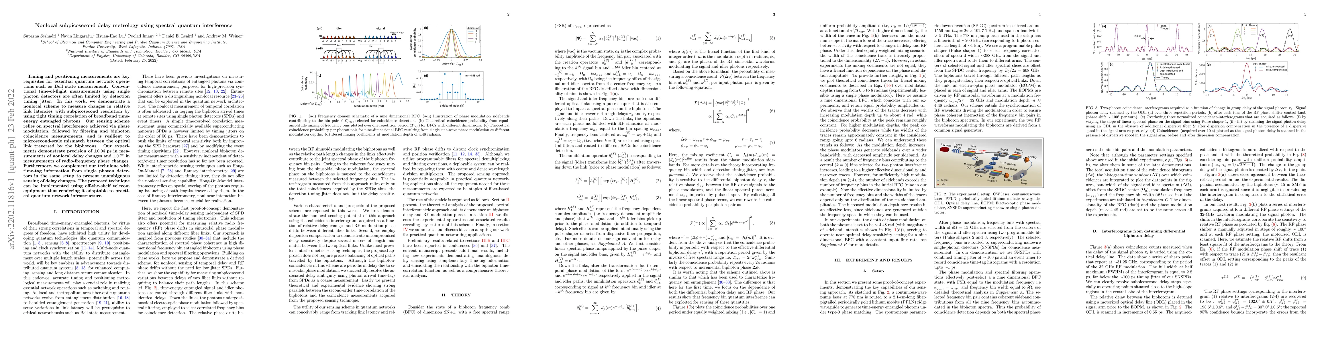 Thumbnail for Nonlocal subpicosecond delay metrology using spectral quantum
  interference