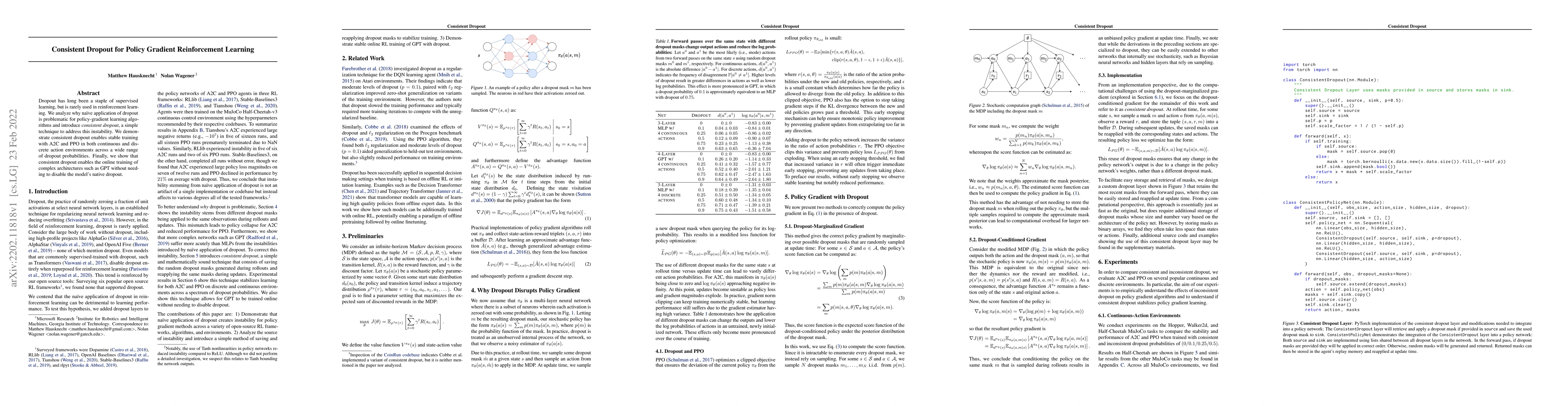 Thumbnail for Consistent Dropout for Policy Gradient Reinforcement Learning