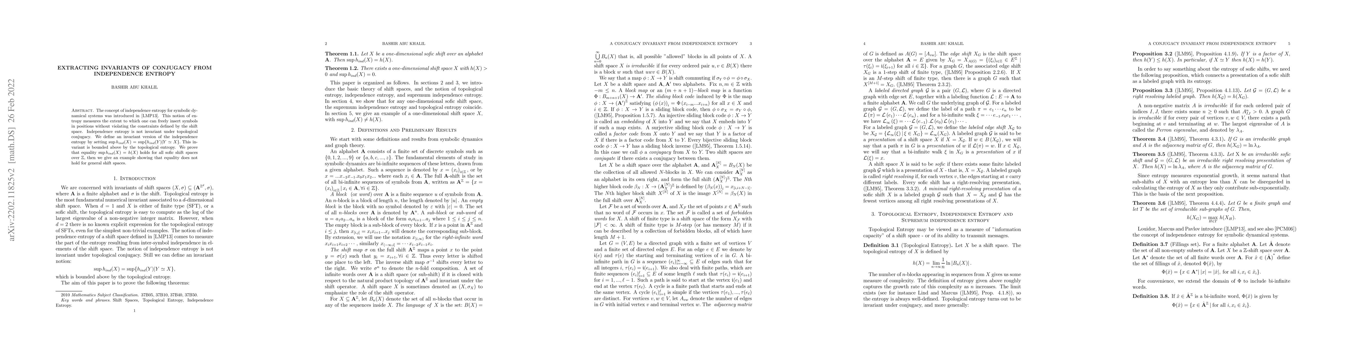 Thumbnail for Extracting invariant of conjugacy from independence entropy