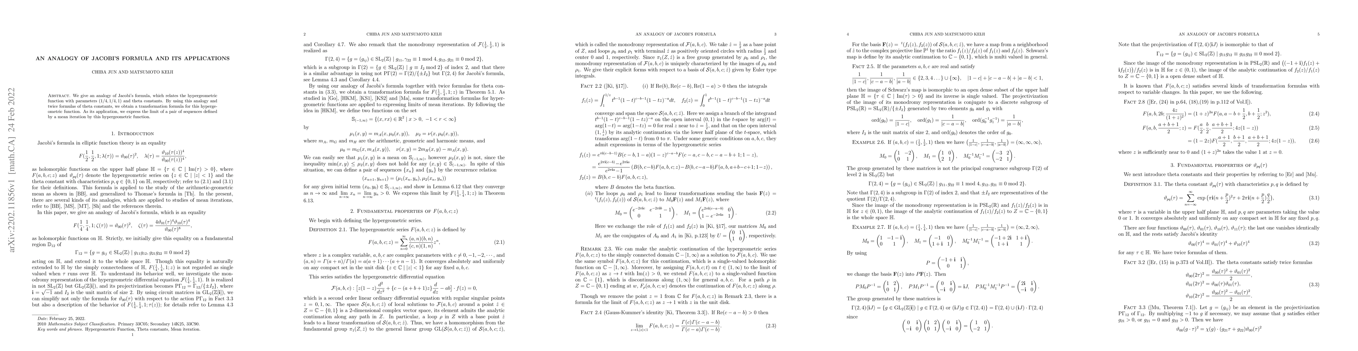Thumbnail for An analogy of Jacobi's formula and its applications
