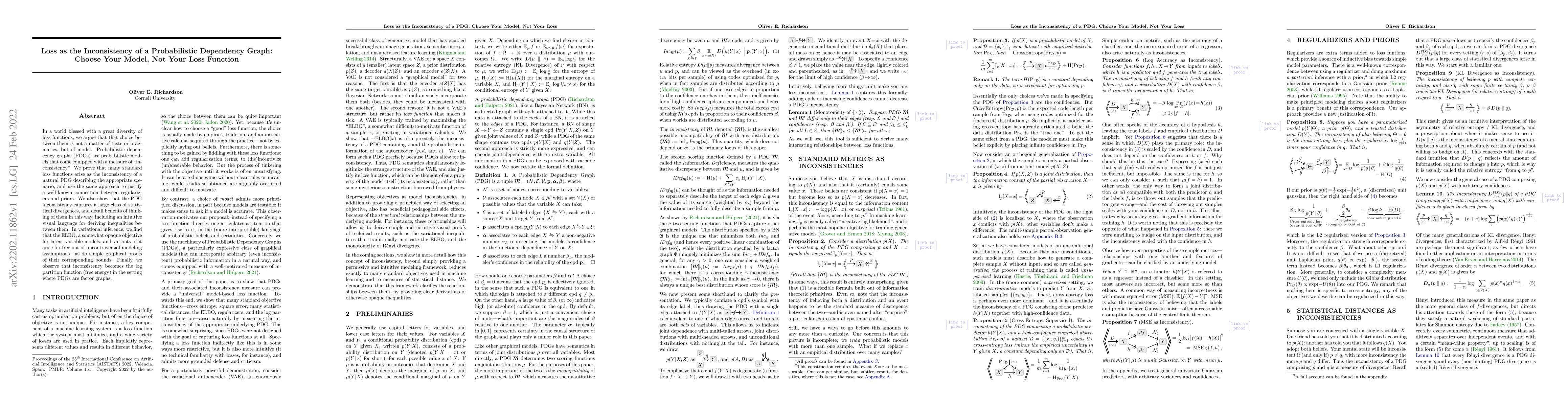 Thumbnail for Loss as the Inconsistency of a Probabilistic Dependency Graph: Choose
  Your Model, Not Your Loss Function