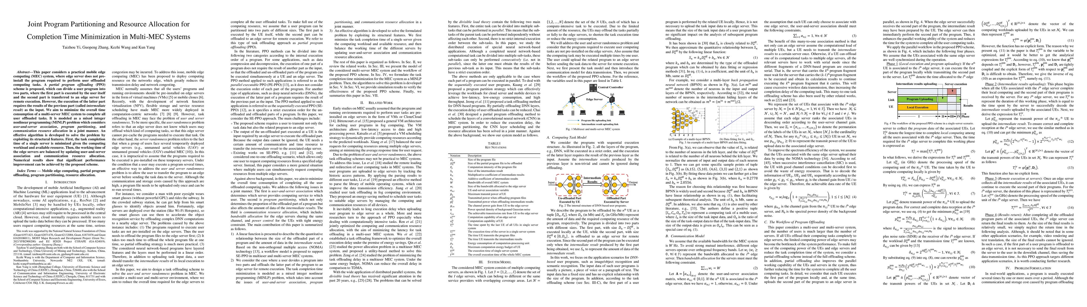 Thumbnail for Joint Program Partitioning and Resource Allocation for Completion Time
  Minimization in Multi-MEC Systems