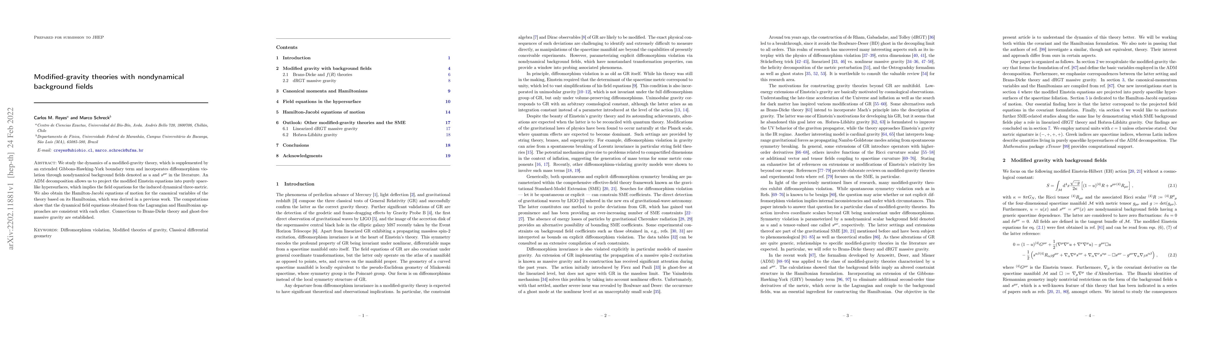 Thumbnail for Modified-gravity theories with nondynamical background fields
