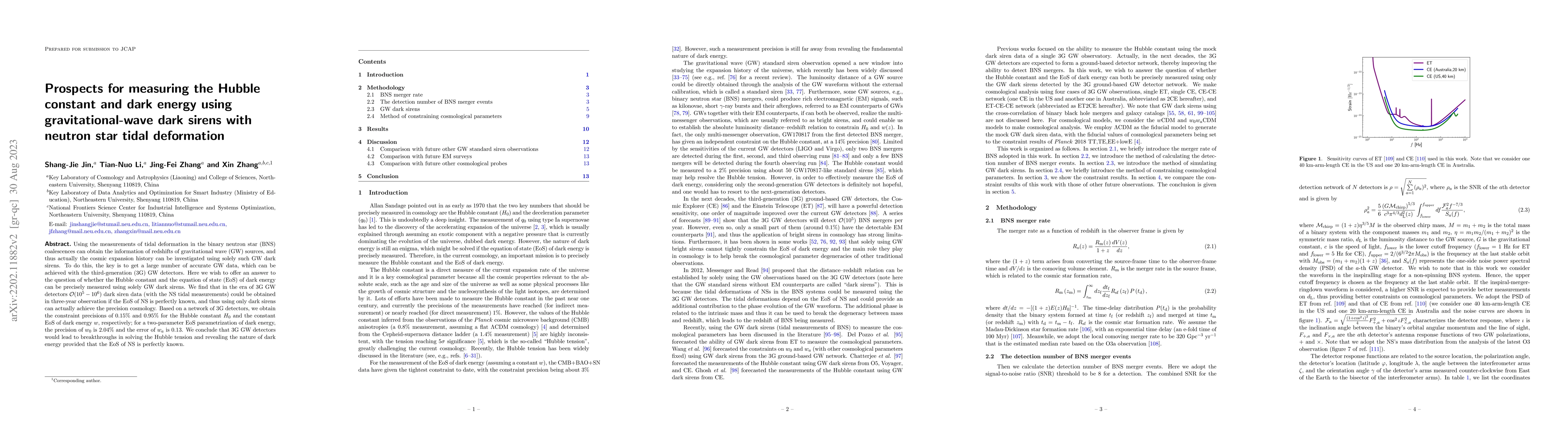 Thumbnail for Prospects for measuring the Hubble constant and dark energy using
  gravitational-wave dark sirens with neutron star tidal deformation