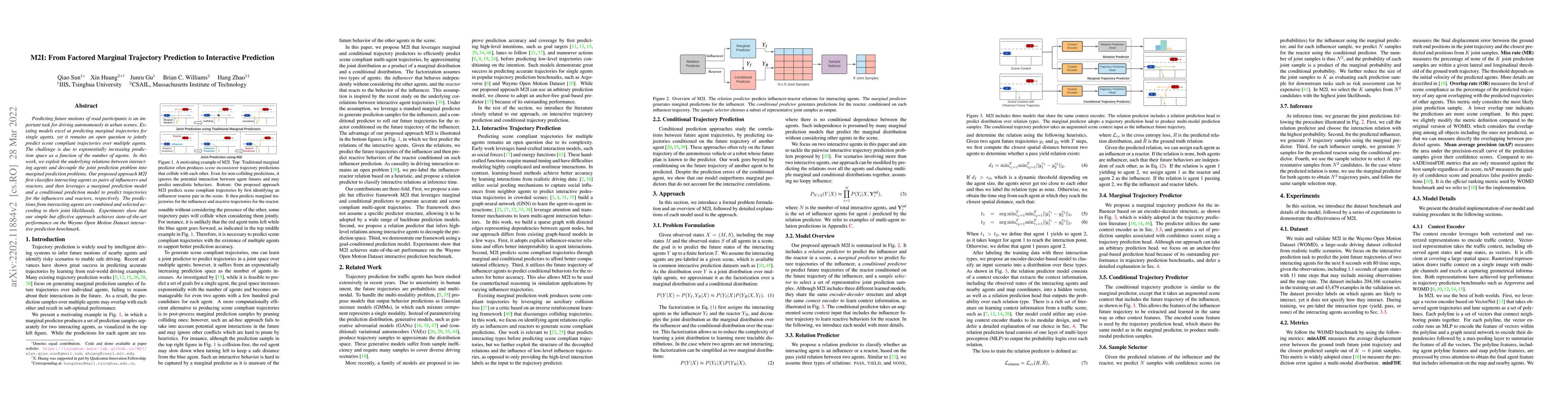 Thumbnail for M2I: From Factored Marginal Trajectory Prediction to Interactive
  Prediction