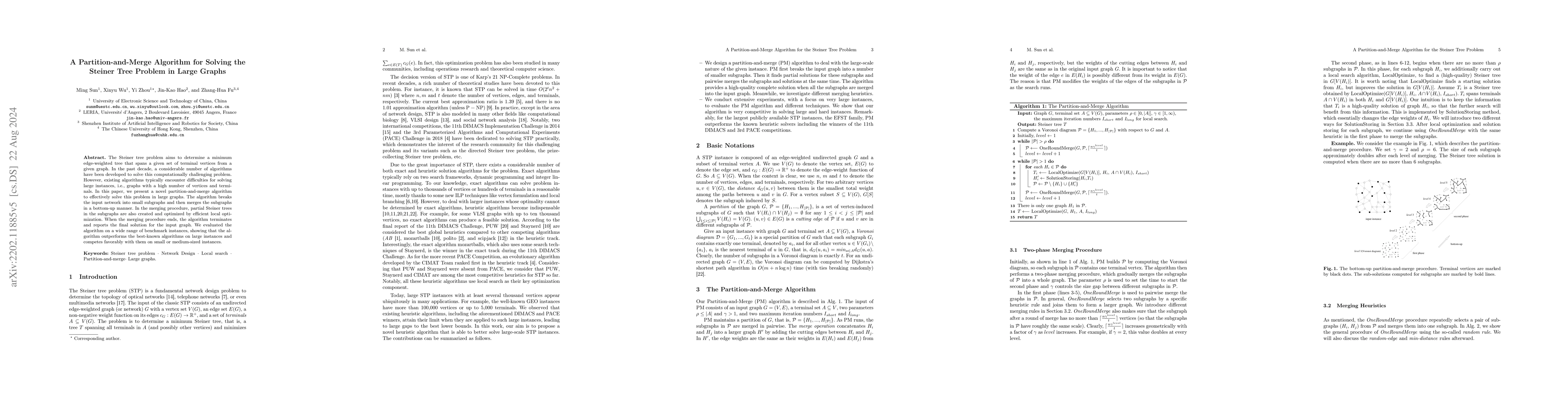 Thumbnail for A Partition-and-Merge Algorithm for Solving the Steiner Tree Problem in
  Large Graphs