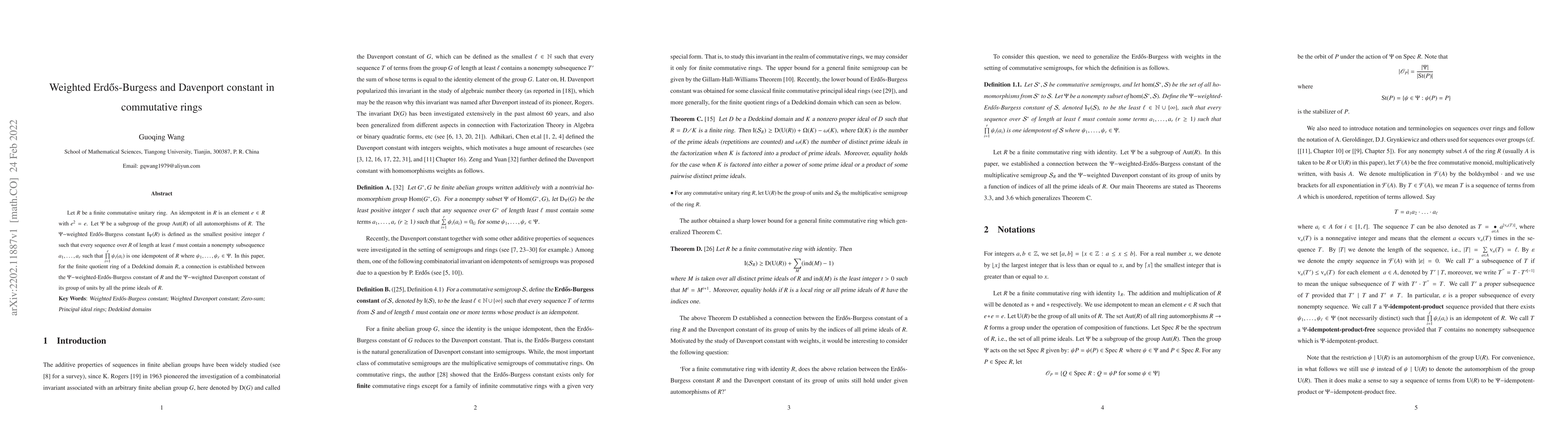 Thumbnail for Weighted Erd\H{o}s-Burgess and Davenport constant in commutative rings