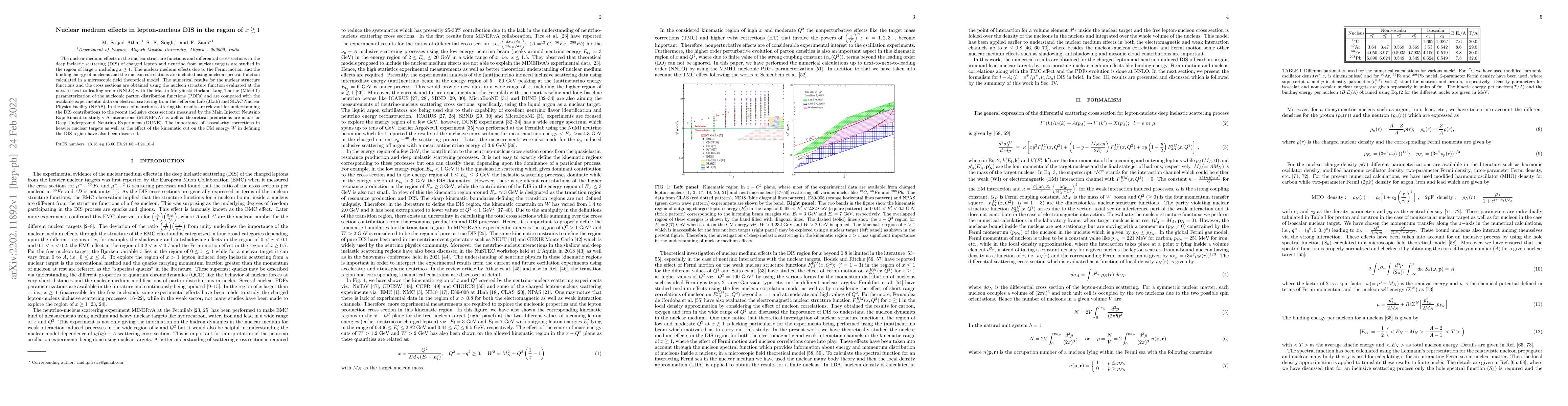 Thumbnail for Nuclear medium effects in lepton-nucleus DIS in the region of $x \gtrsim
  1$