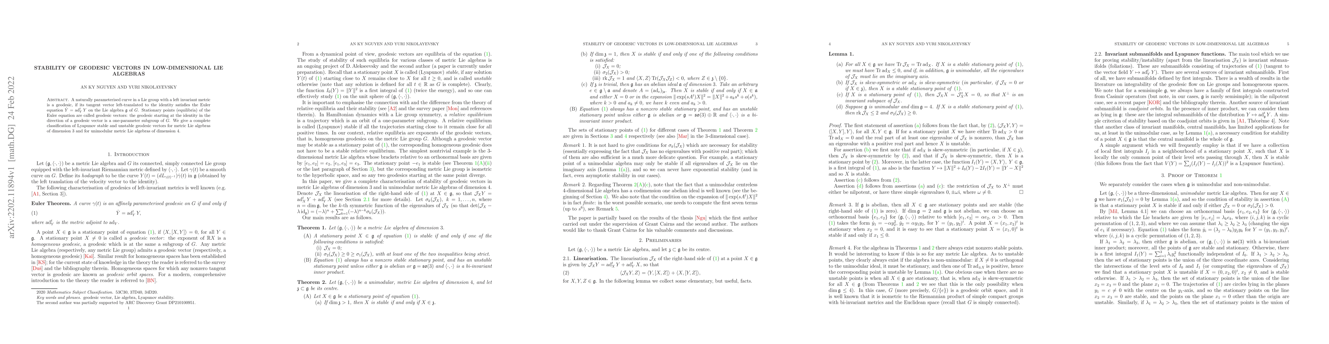 Thumbnail for Stability of geodesic vectors in low-dimensional Lie algebras