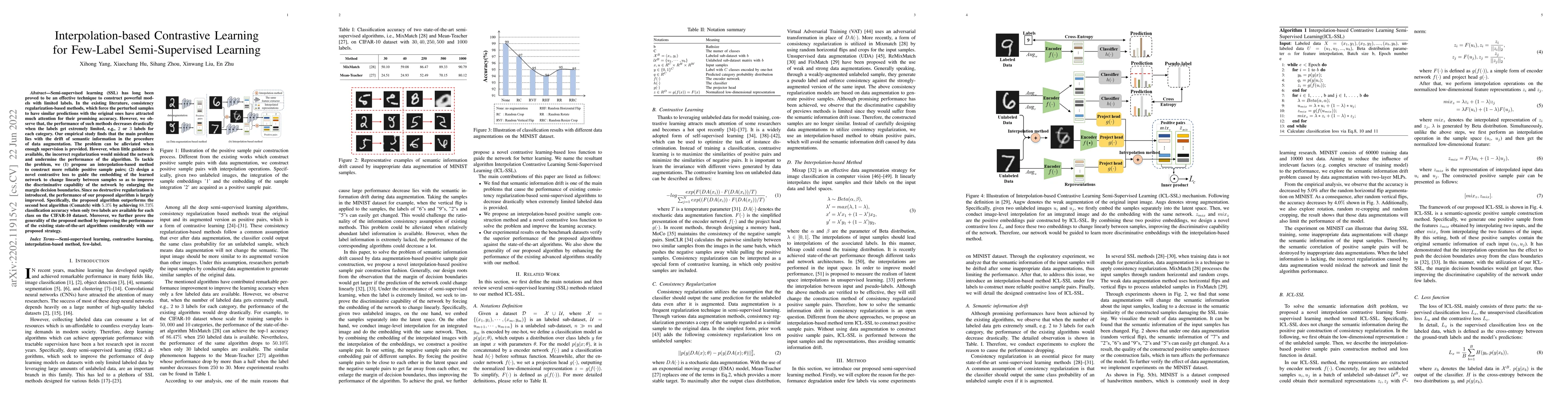 Thumbnail for Interpolation-based Contrastive Learning for Few-Label Semi-Supervised
  Learning