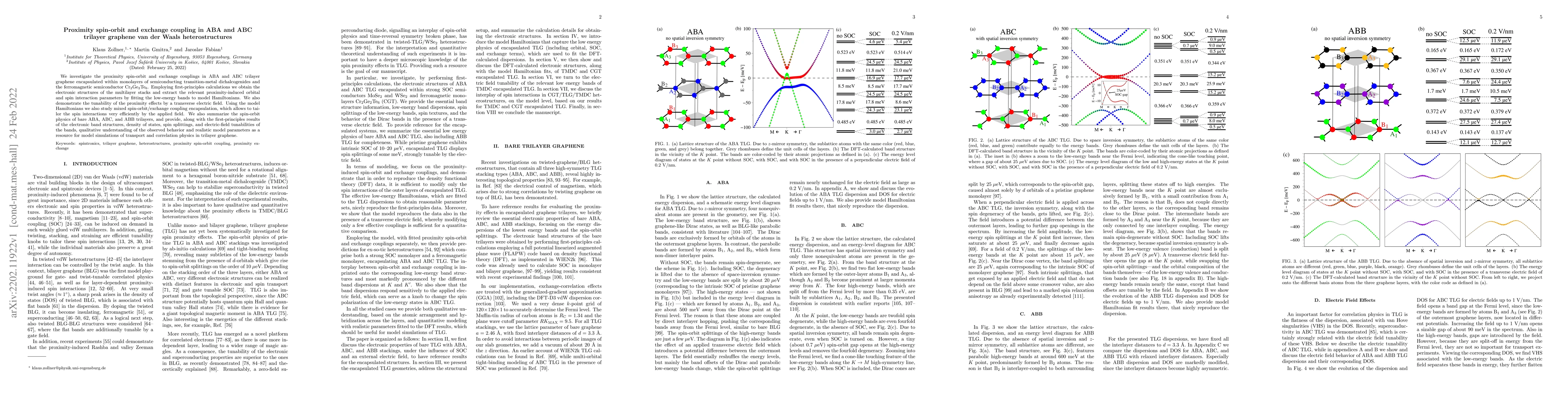 Thumbnail for Proximity spin-orbit and exchange coupling in ABA and ABC trilayer
  graphene van der Waals heterostructures