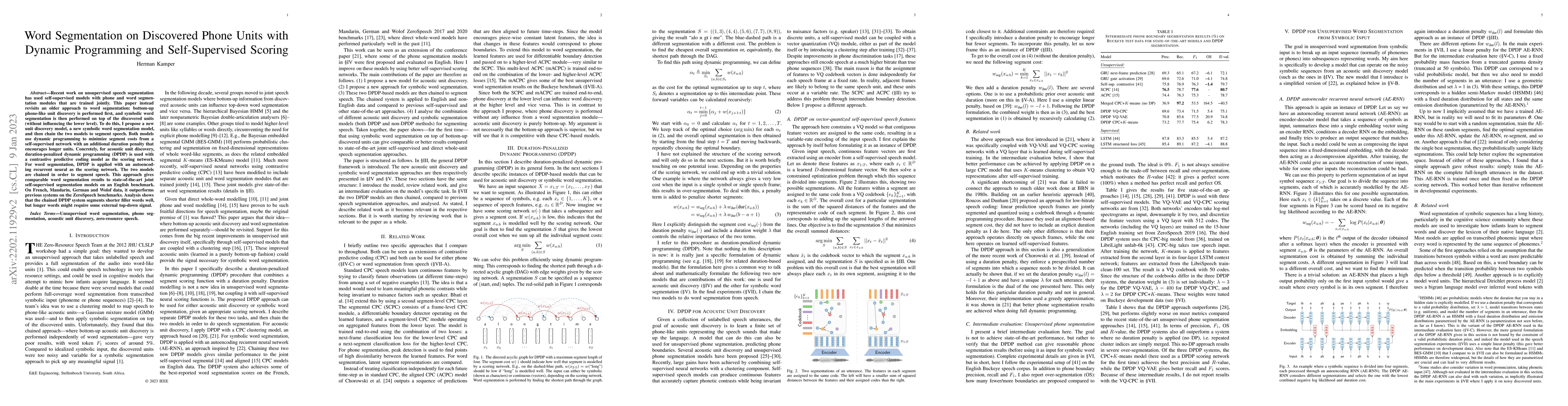 Thumbnail for Word Segmentation on Discovered Phone Units with Dynamic Programming and
  Self-Supervised Scoring