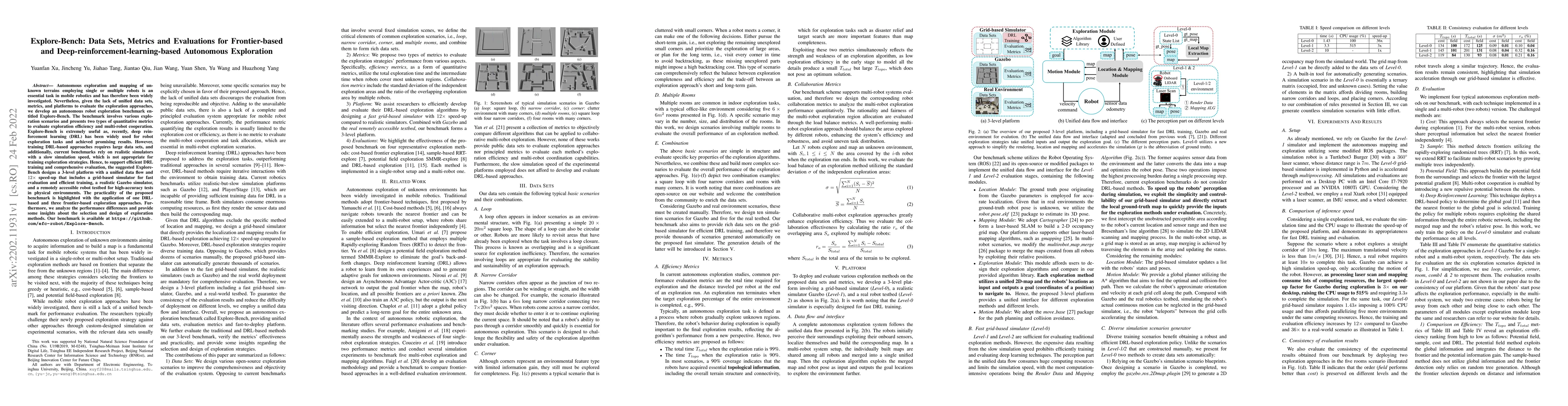 Thumbnail for Explore-Bench: Data Sets, Metrics and Evaluations for Frontier-based and
  Deep-reinforcement-learning-based Autonomous Exploration