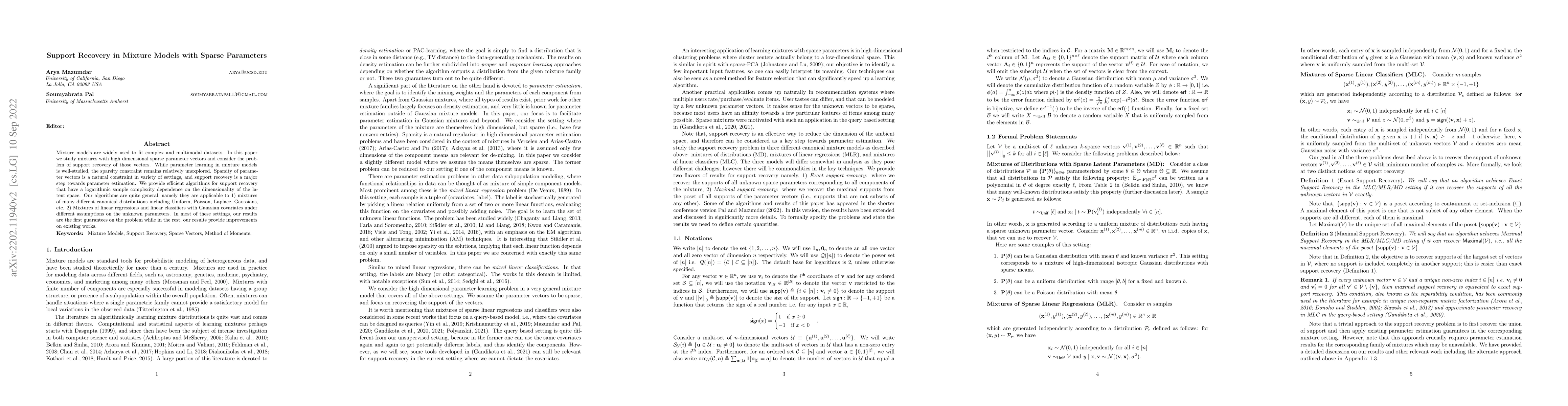 Thumbnail for Support Recovery in Mixture Models with Sparse Parameters