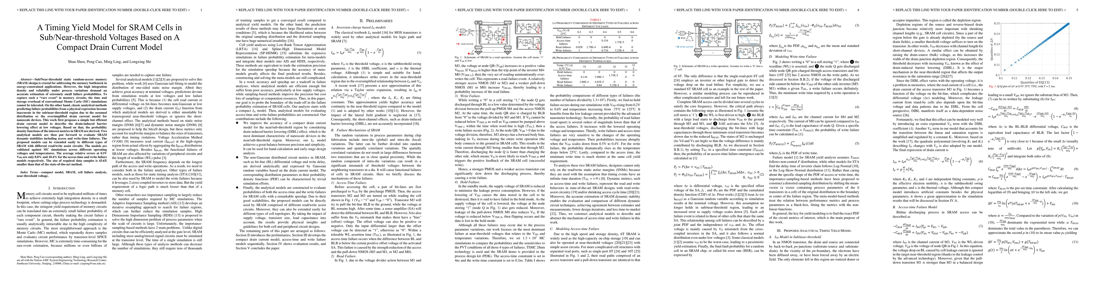 Thumbnail for A Timing Yield Model for SRAM Cells in Sub/Near-threshold Voltages Based
  on A Compact Drain Current Model