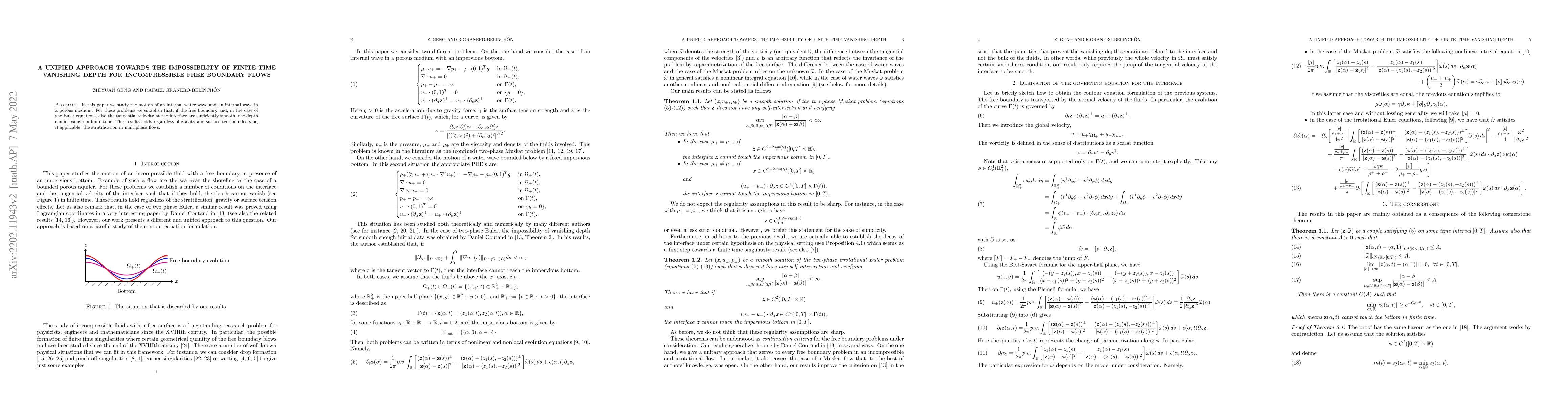Thumbnail for A unified approach towards the impossibility of finite time vanishing
  depth for incompressible free boundary flows
