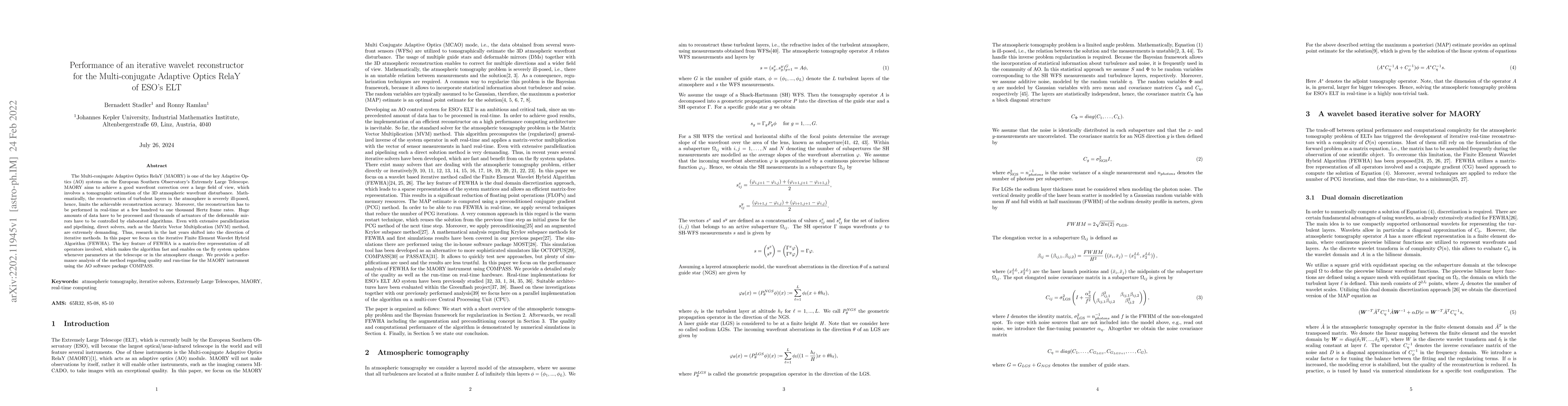 Thumbnail for Performance of an iterative wavelet reconstructor for the
  Multi-conjugate Adaptive Optics RelaY of ESO's ELT