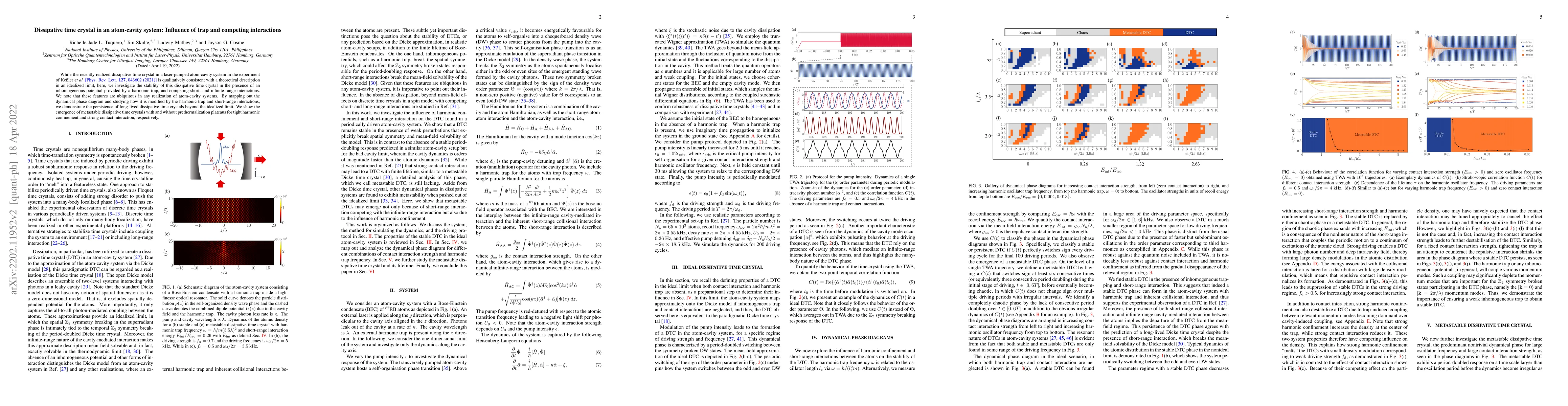 Thumbnail for Dissipative time crystal in an atom-cavity system: Influence of trap and
  competing interactions