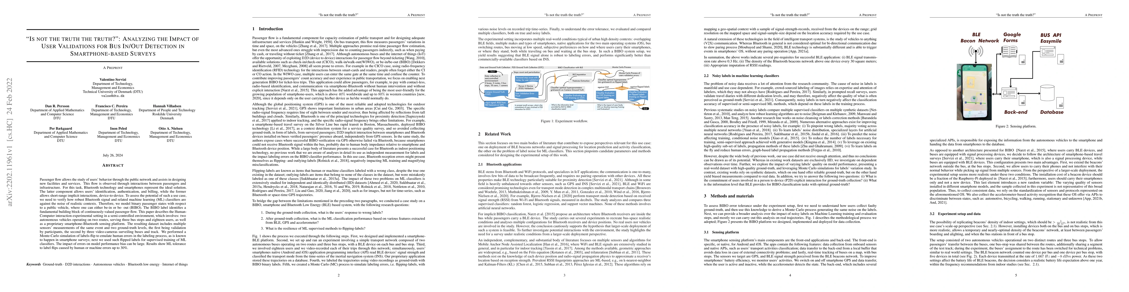 Thumbnail for "Is not the truth the truth?": Analyzing the Impact of User Validations
  for Bus In/Out Detection in Smartphone-based Surveys