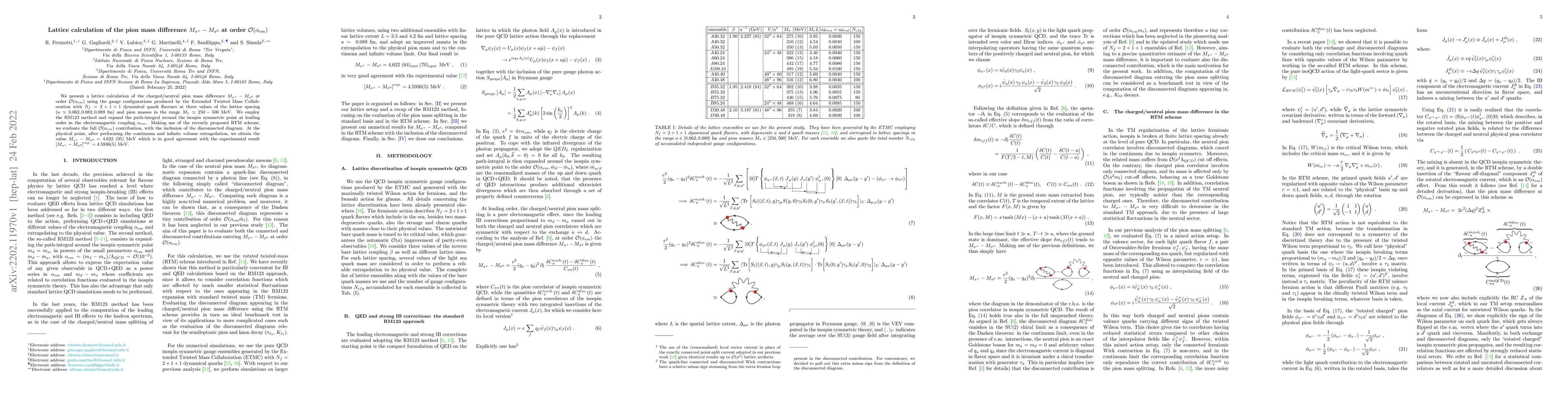 Thumbnail for Lattice calculation of the pion mass difference
  $M_{\pi^{+}}-M_{\pi^{0}}$ at order $\mathcal{O}(\alpha_{em})$