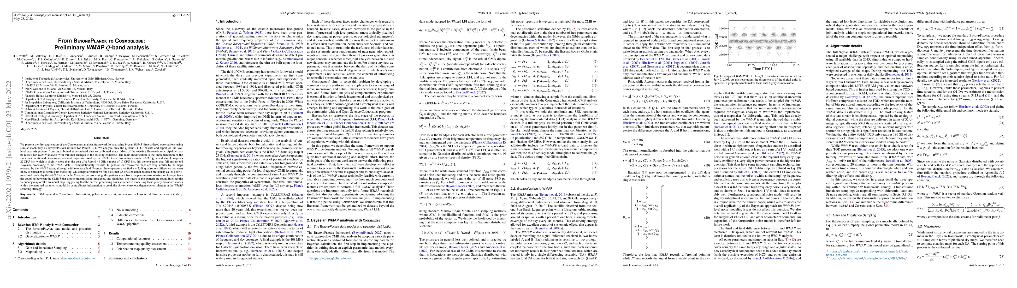 Thumbnail for From BeyondPlanck to Cosmoglobe: Preliminary $\mathit{WMAP}$ $\mathit
  Q$-band analysis