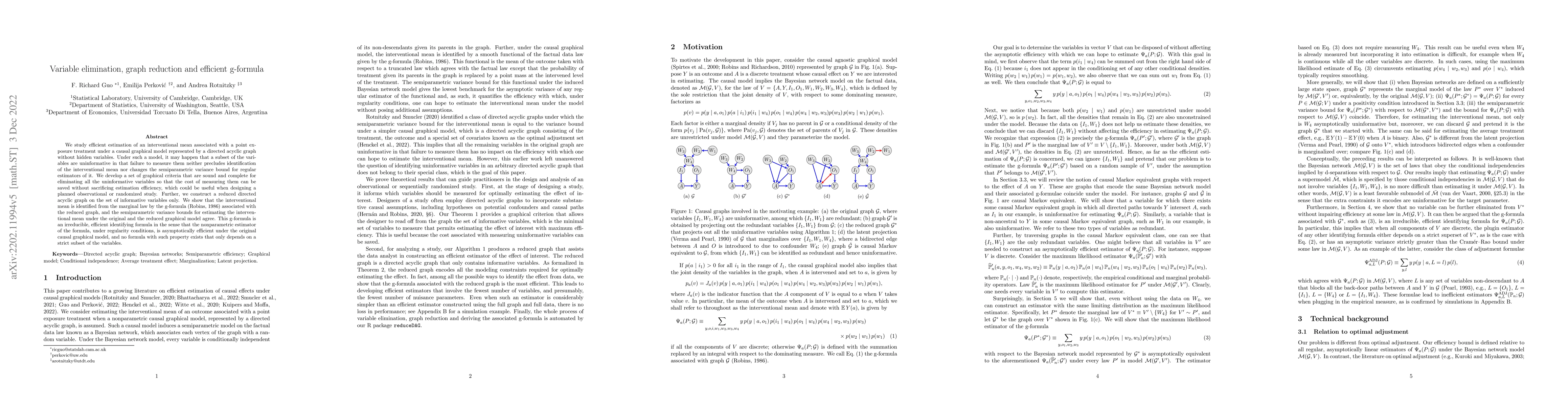 Thumbnail for Variable elimination, graph reduction and efficient g-formula