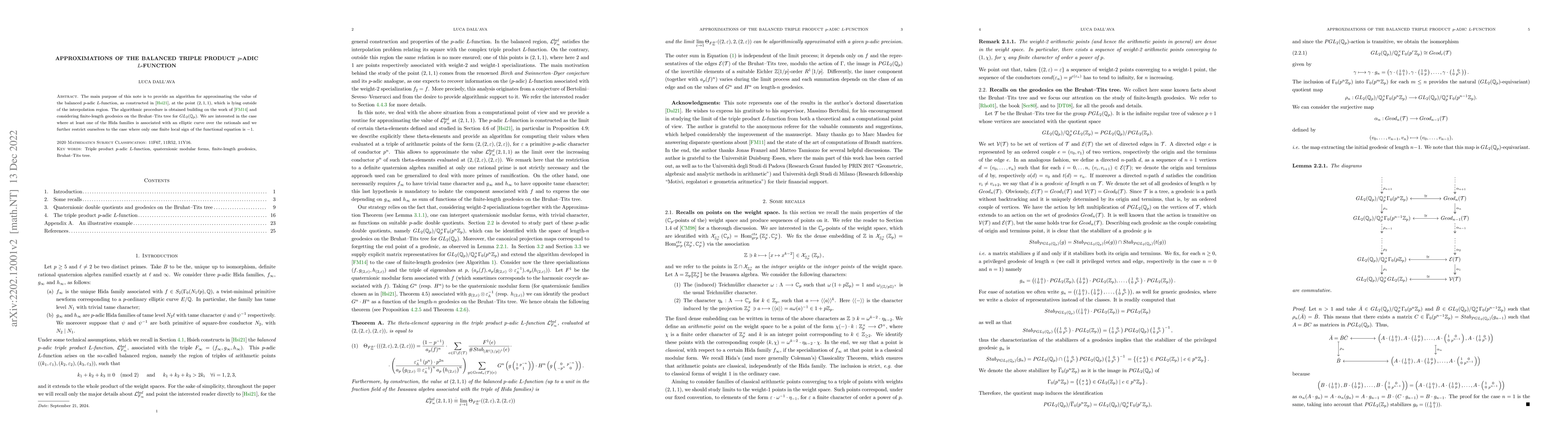 Thumbnail for Approximations of the balanced triple product $p$-adic $L$-function