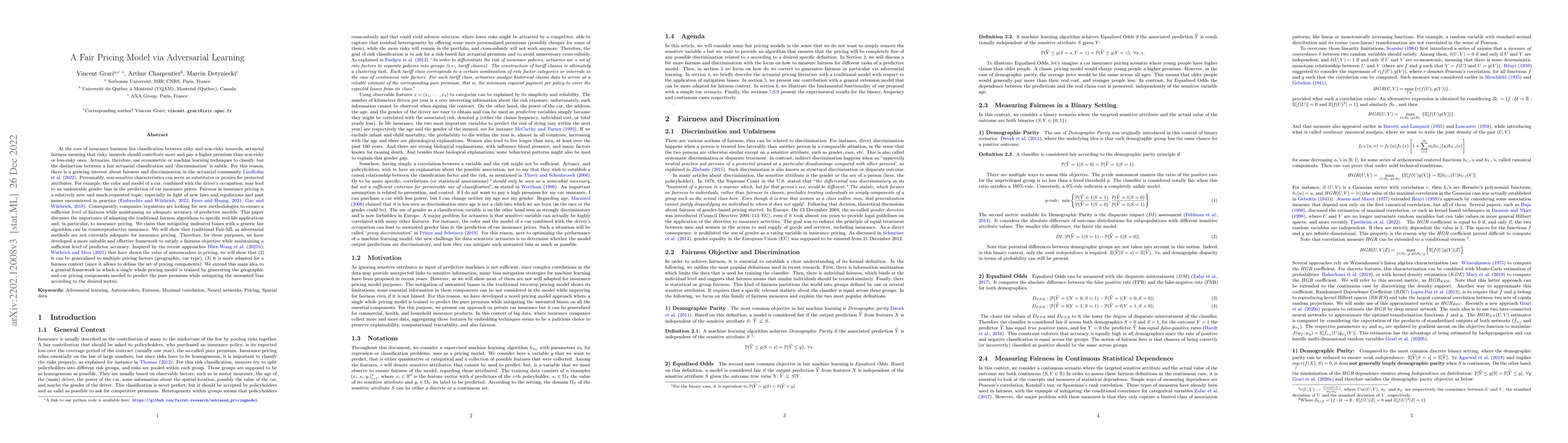 Thumbnail for A Fair Pricing Model via Adversarial Learning