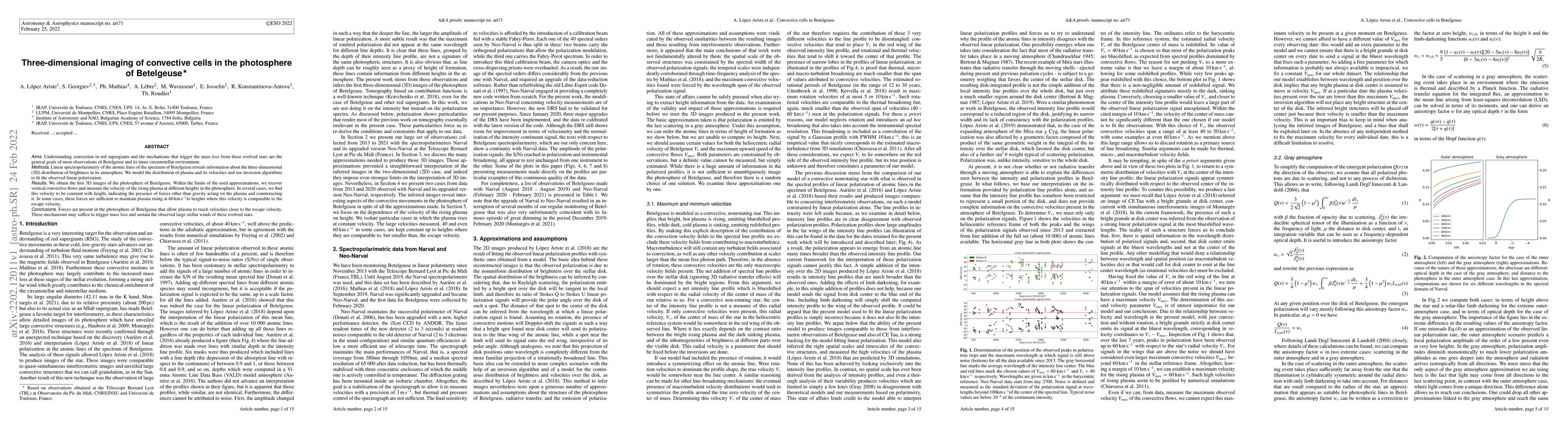 Thumbnail for Three-dimensional imaging of convective cells in the photosphere of
  Betelgeuse