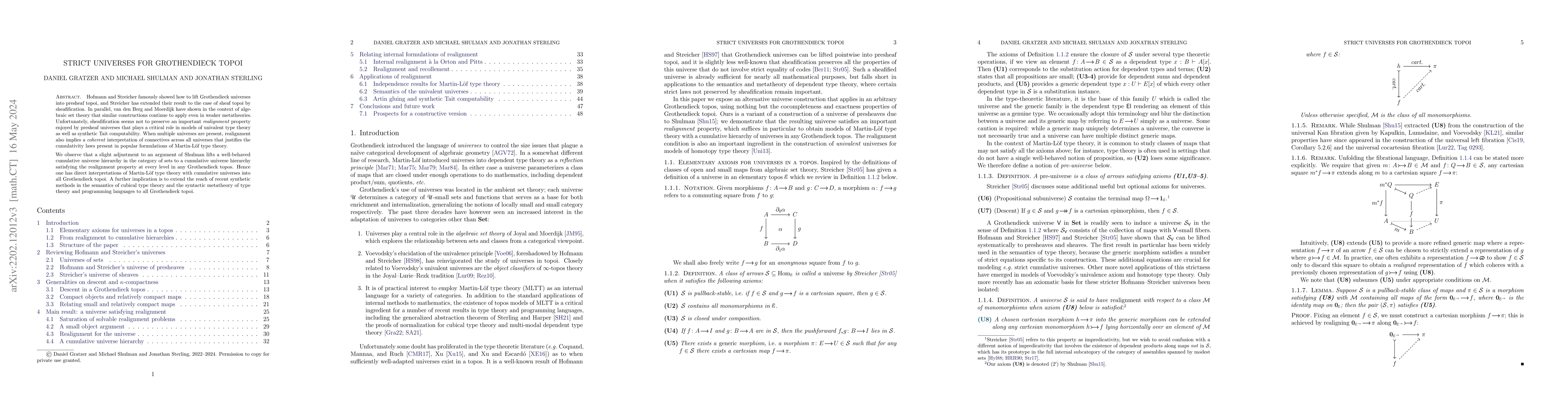 Thumbnail for Strict universes for Grothendieck topoi