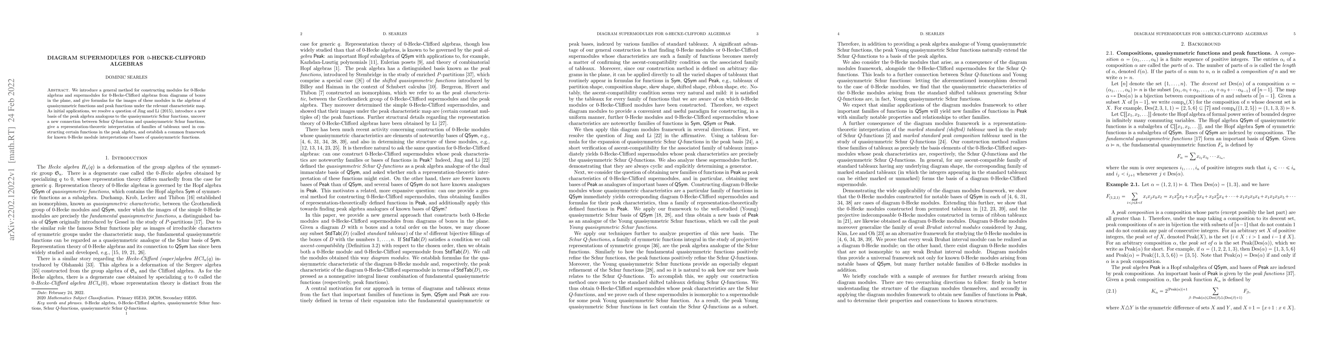 Thumbnail for Diagram supermodules for $0$-Hecke-Clifford algebras