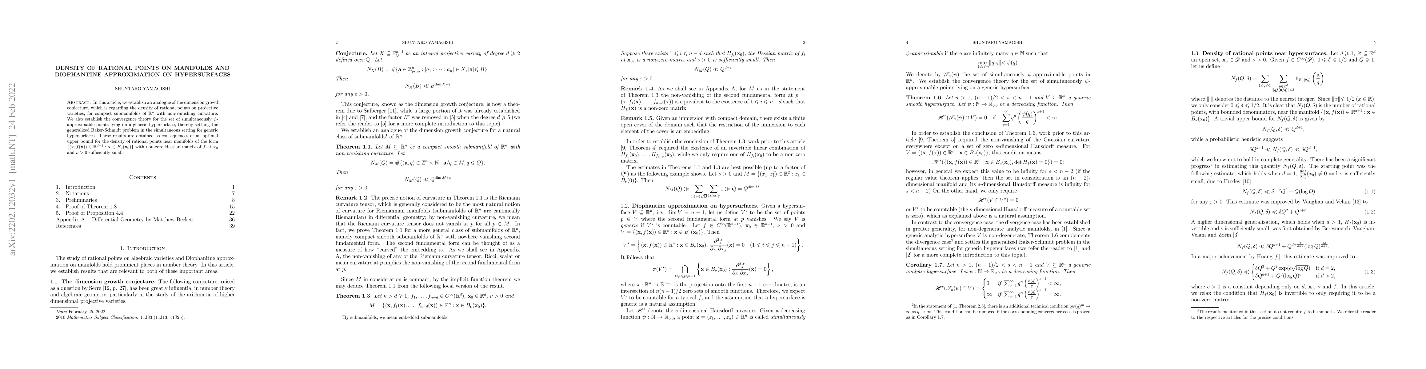 Thumbnail for Density of rational points on manifolds and Diophantine approximation on
  hypersurfaces