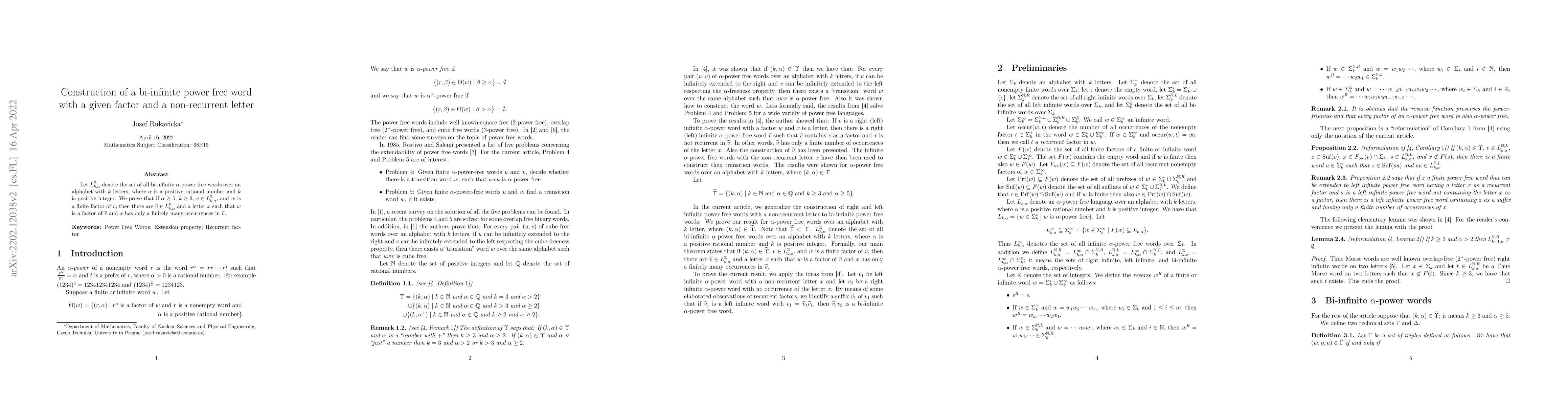 Thumbnail for Construction of a bi-infinite power free word with a given factor and a
  non-recurrent letter