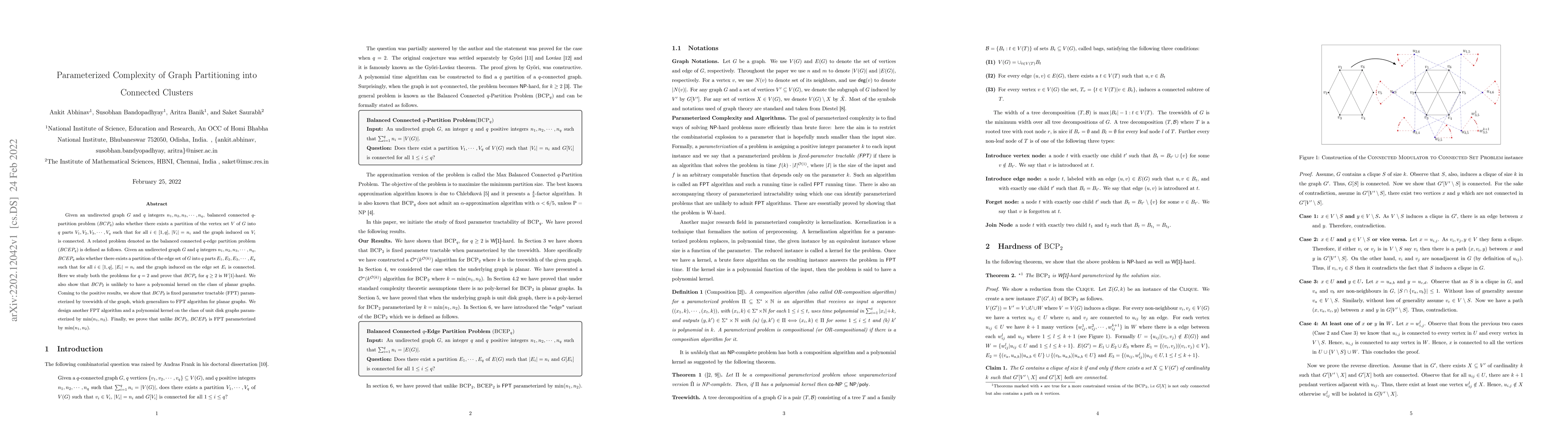 Thumbnail for Parameterized Complexity of Graph Partitioning into Connected Clusters