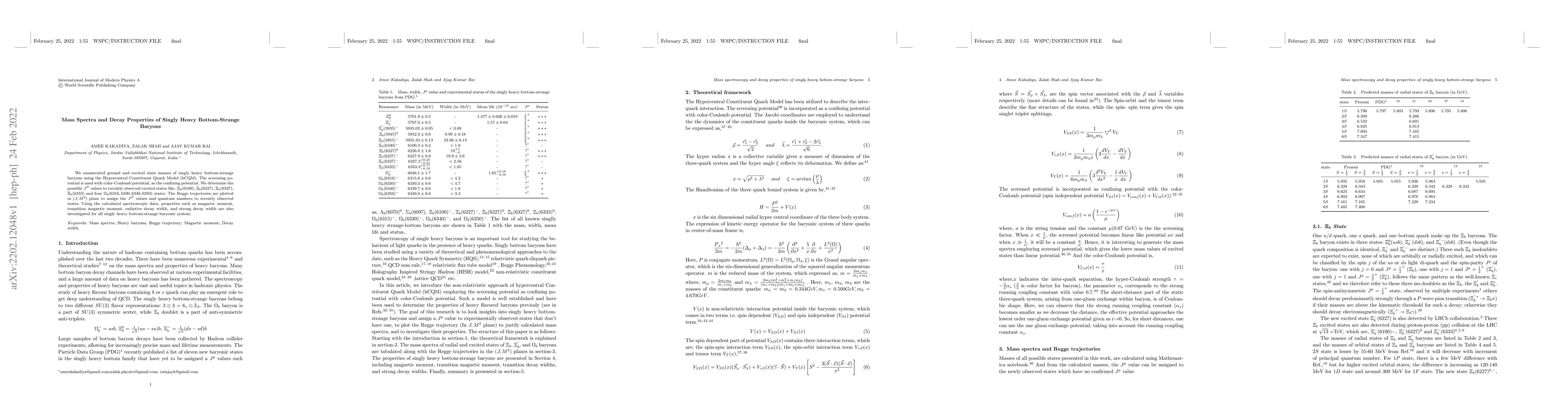Thumbnail for Mass Spectra and Decay Properties of Singly Heavy Bottom-Strange Baryons