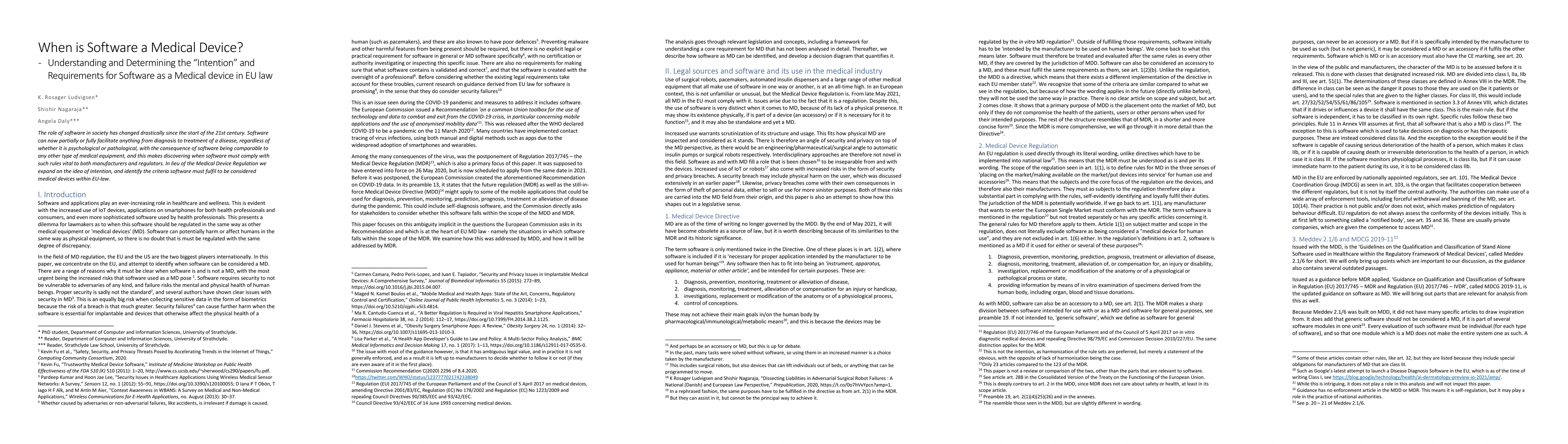 Thumbnail for When is Software a Medical Device? Understanding and Determining the
  'Intention' and Requirements for Software as a Medical device in EU law