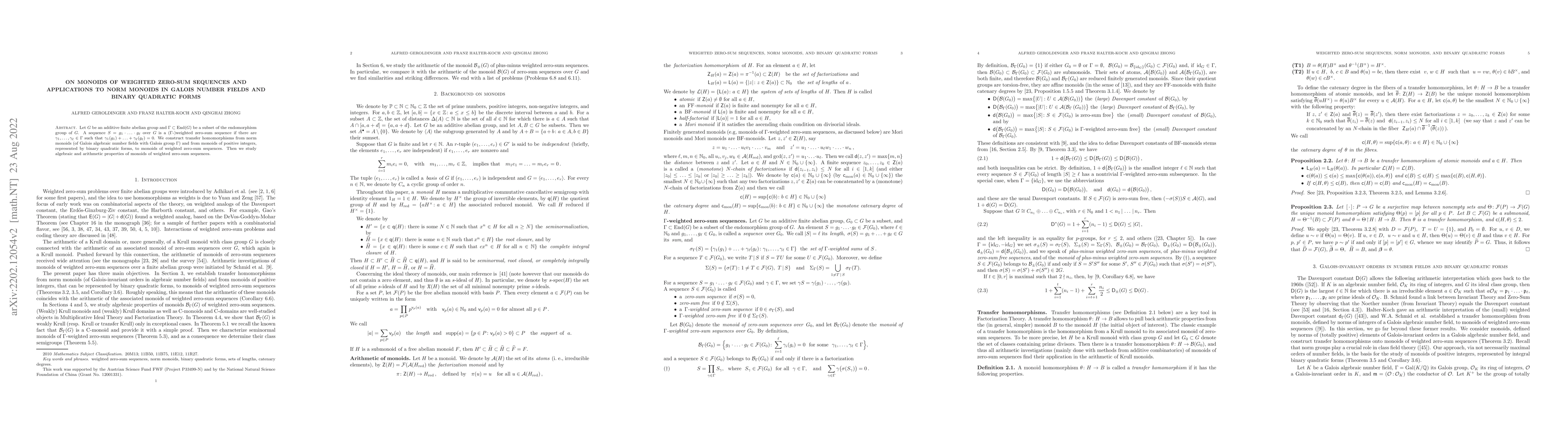 Thumbnail for On monoids of weighted zero-sum sequences and applications to norm
  monoids in Galois number fields and binary quadratic forms