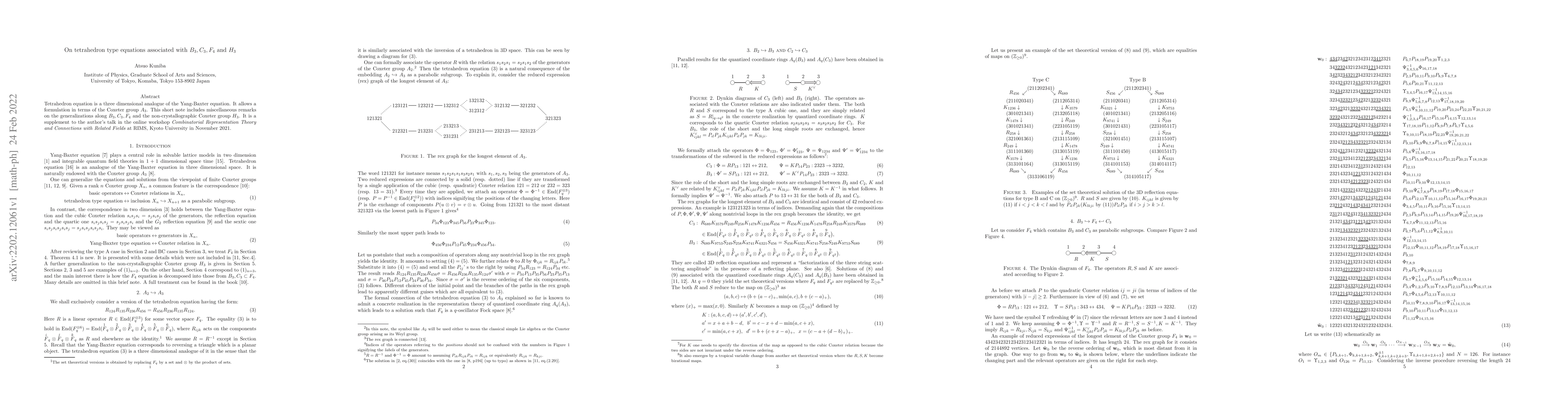 Thumbnail for On tetrahedron type equations associated with $B_3,C_3, F_4$ and $H_3$