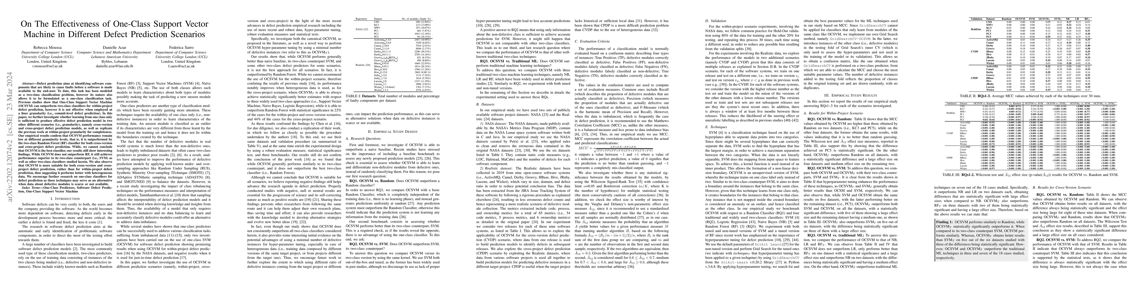 Thumbnail for On The Effectiveness of One-Class Support Vector Machine in Different
  Defect Prediction Scenarios