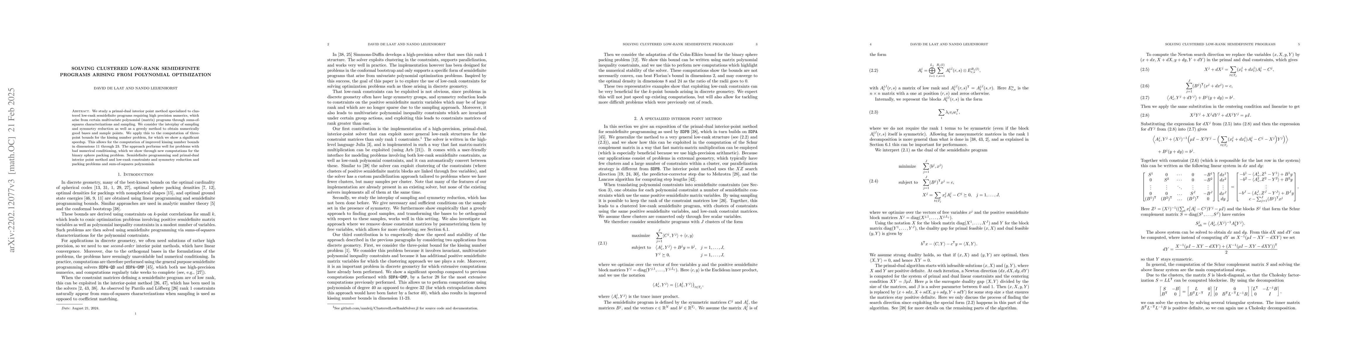 Thumbnail for Solving clustered low-rank semidefinite programs arising from polynomial
  optimization