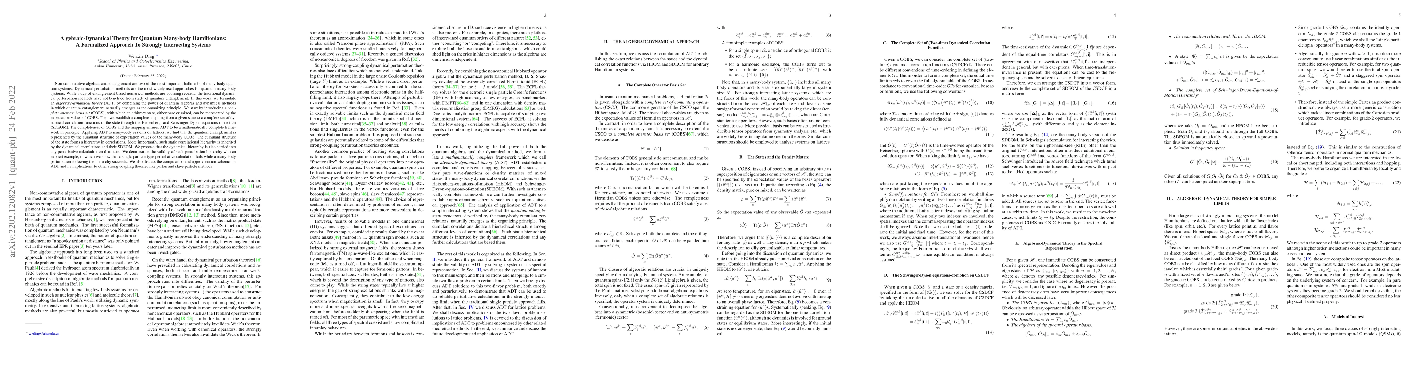 Thumbnail for Algebraic-Dynamical Theory for Quantum Many-body Hamiltonians: A
  Formalized Approach To Strongly Interacting Systems