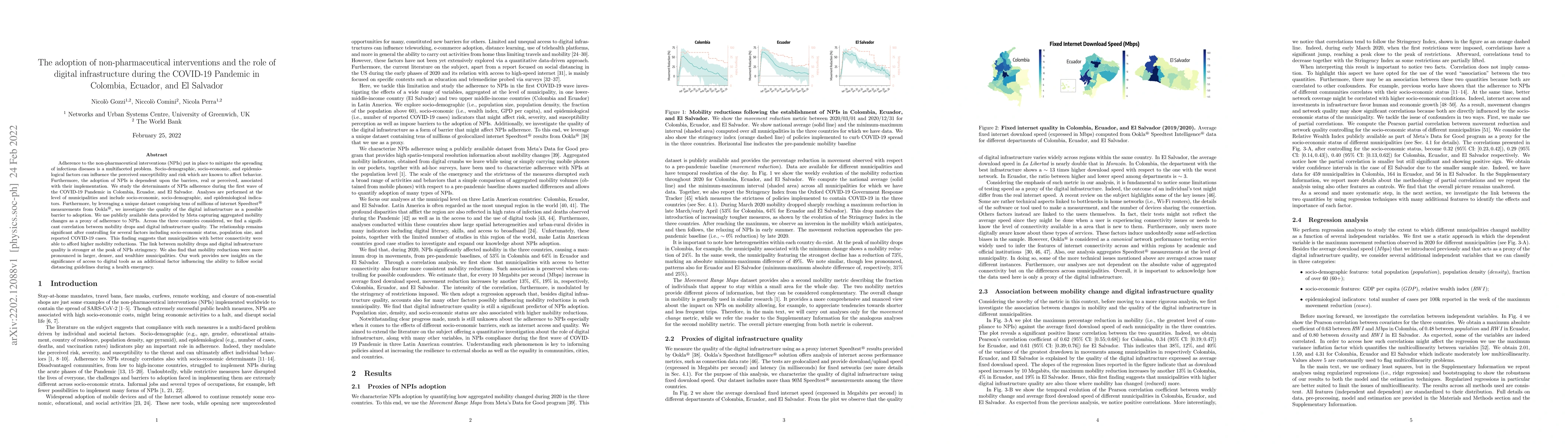 Thumbnail for The adoption of non-pharmaceutical interventions and the role of digital
  infrastructure during the COVID-19 Pandemic in Colombia, Ecuador, and El
  Salvador