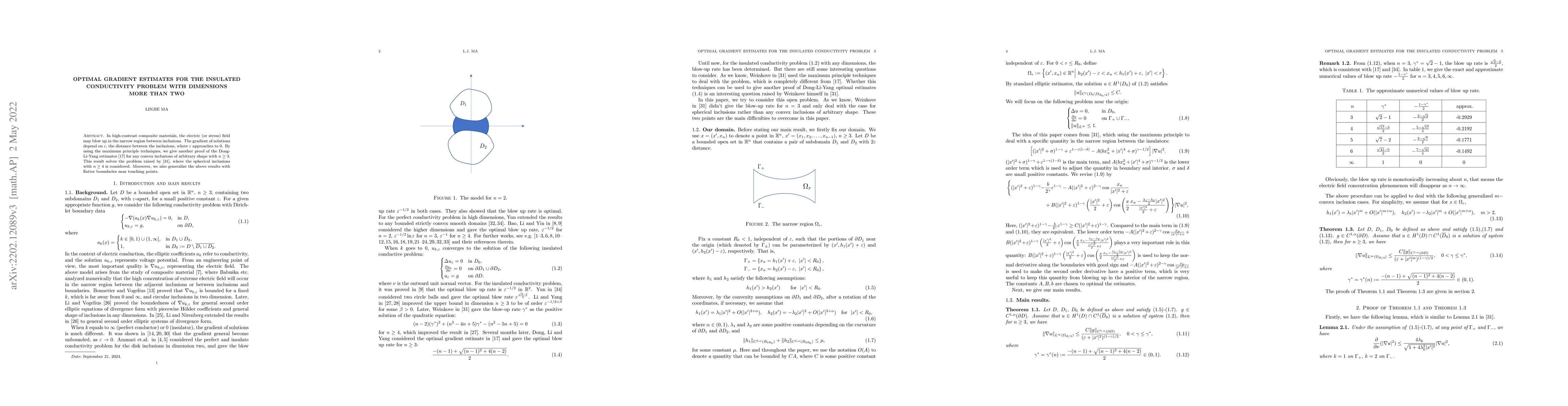 Thumbnail for Optimal gradient estimates for the insulated conductivity problem with
  dimensions more than two