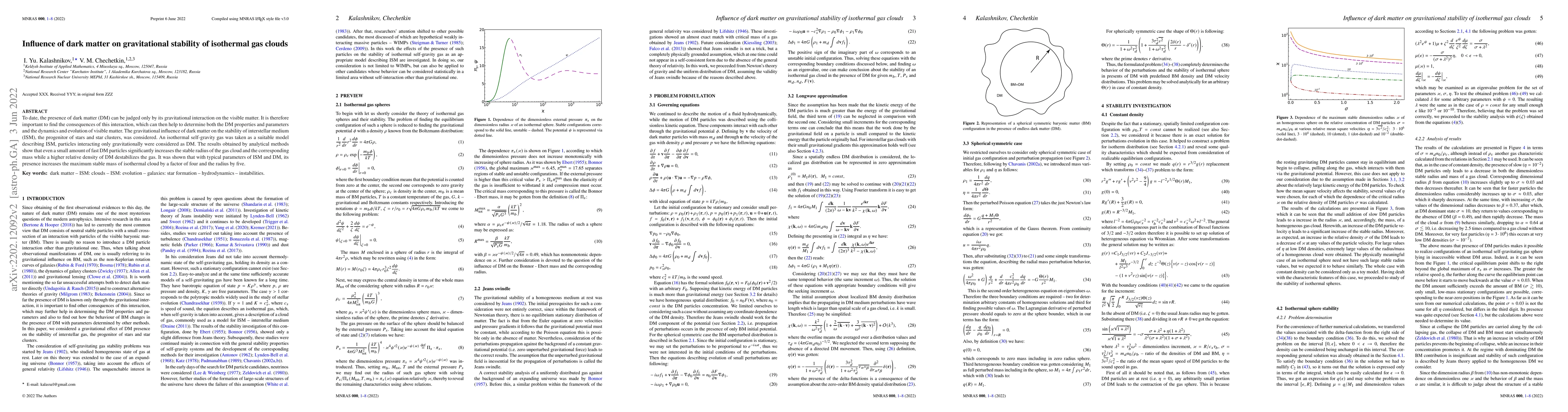 Thumbnail for Influence of dark matter on gravitational stability of isothermal gas
  clouds