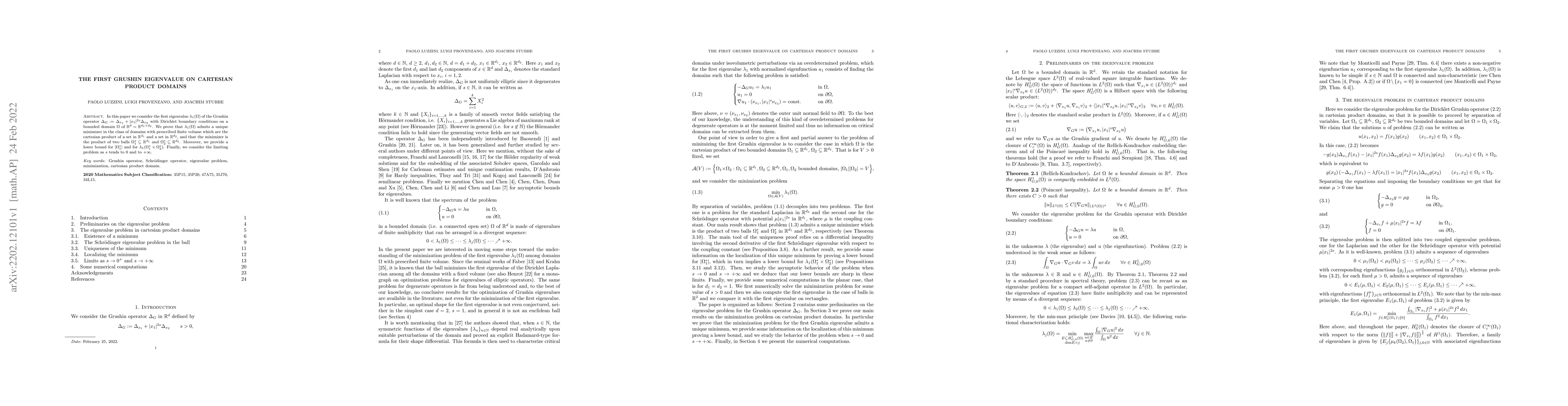 Thumbnail for The first Grushin eigenvalue on cartesian product domains