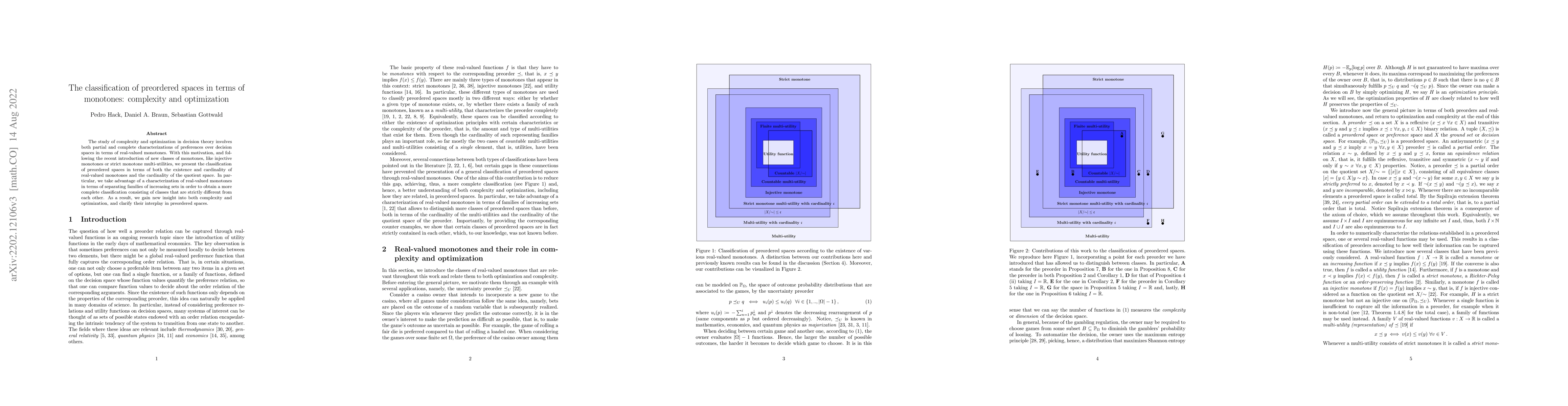 Thumbnail for The classification of preordered spaces in terms of monotones:
  complexity and optimization
